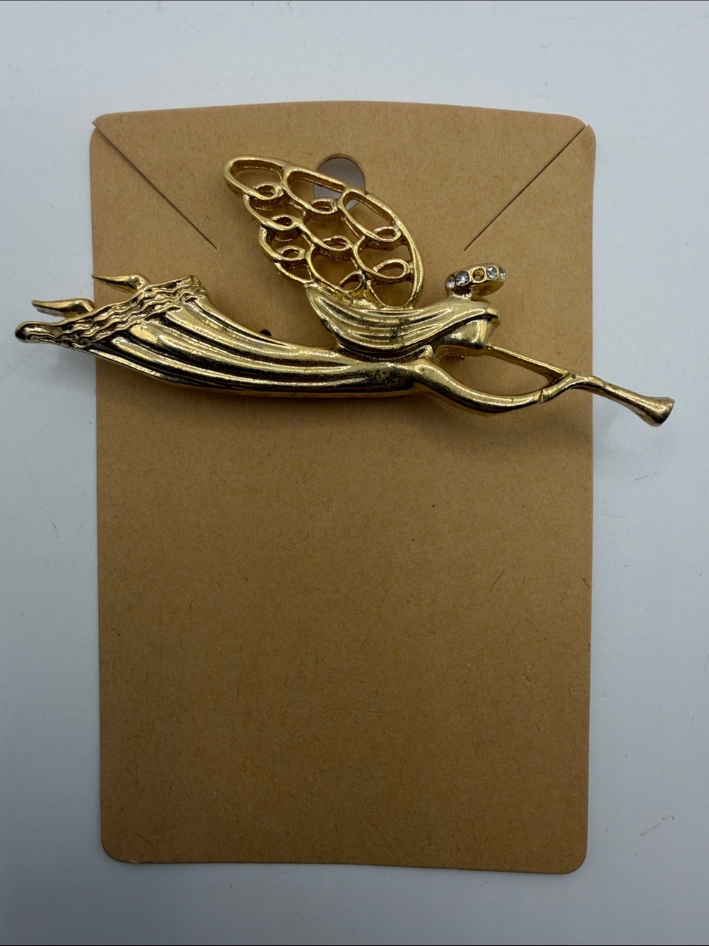 Gold Winged Fairy Brooch - Elegant Women's Accessory